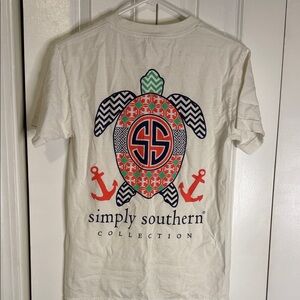 Simply Southern Cream T-Shirt with Colorful Turtle and Anchors